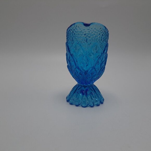Kanawha Blue Pressed Glass Miniature Pitcher Toothpick Holder Decorative Accent - Picture 4 of 12